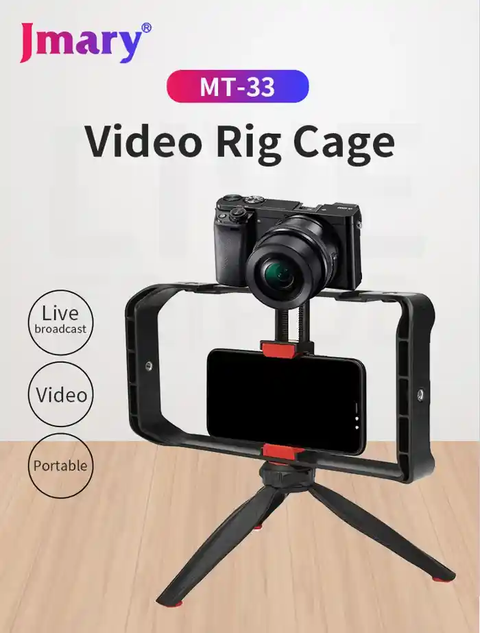 Jmary MT-33 Vlogging Filmmaking Cage Stabilizer Grip Tripod Mount Video Rig Kit Mobile Phone Holders